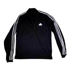 Adidas Climalite Black Quarter Zip Pullover – Reflective 3-Stripes Men’s Small